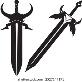 Viking Sword Silhouette Illustration White Background