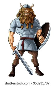 Viking with sword in standing pose.