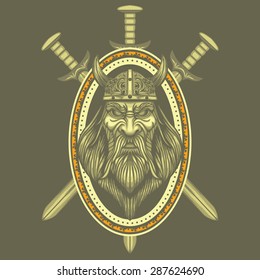 Viking Swords vector Medieval Crest Coat Arms Warrior Ancient Barbarian