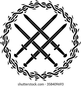 viking symbol with swords. second variant. vector illustration
