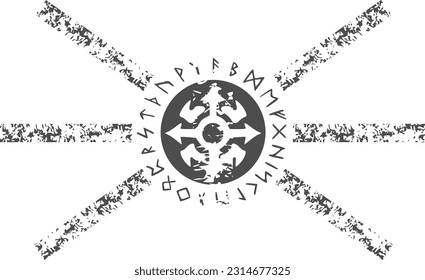 Viking symbolism - rune circle and shield in used style