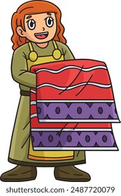 Viking with a Tapestry Cartoon Colored Clipart 