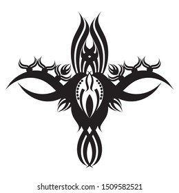 Viking tattoo design. Vector illustration with tribal tattoo isolated on white.