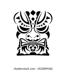 Viking tattoo. Polynesian style face. Hawaiian tribal patterns. Isolated. Vector illustration.