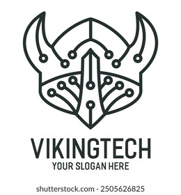 VIKING TECH CONCEPT LOGO DESIGN TECHNOLOGY ABSTRACT LINE ART VECTOR