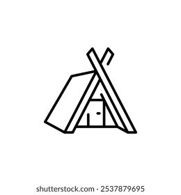 Icono de tienda vikinga. Ilustración simple de un refugio vikingo tradicional. Ideal para su uso en redes sociales, App y Diseño web. Ilustración vectorial