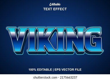 viking text effect with blue color for logo, promotion, brand and more.