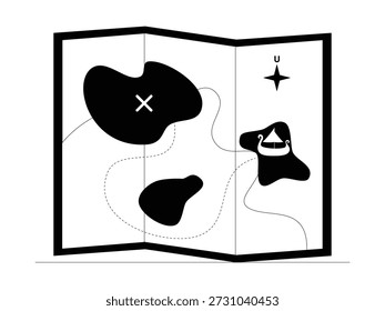 Viking Schatzkarte, Cartoon, Vektorgrafik.