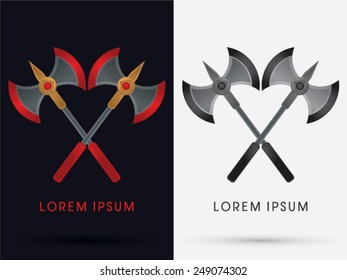 Viking twins Axe,  logo, symbol, icon, graphic, vector.