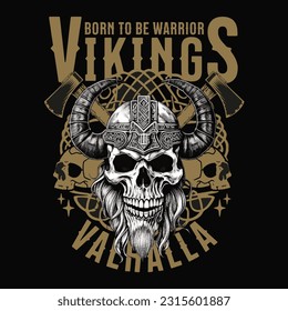 Warrior skull t shirt graphic design Royalty Free Vector