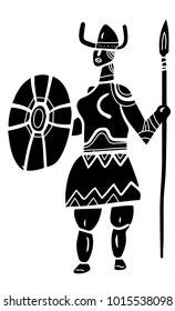Viking Valkyrie with spear and round shield