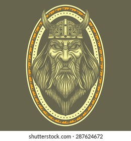 Viking Vector Illustration Crest Coat of Arms Barbarian Medieval Warrior Logo