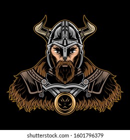 Viking vector illustration mascot on dark background