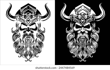 A Viking warrior or barbarian gladiator man mascot face looking strong wearing a helmet. In a retro vintage woodcut style.