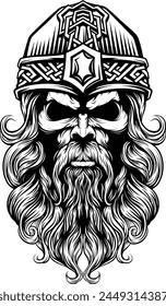 A Viking warrior or barbarian gladiator man mascot face looking strong wearing a helmet. In a retro vintage woodcut style.