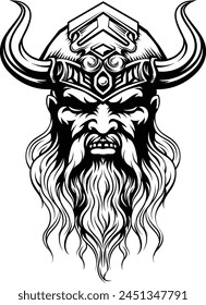 A Viking warrior or barbarian gladiator man mascot face looking strong wearing a helmet. In a retro vintage woodcut style.