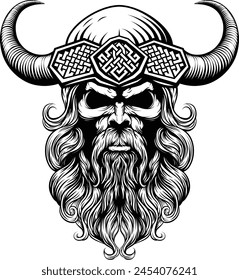 A Viking warrior or barbarian gladiator man mascot face looking strong wearing a helmet. In a retro vintage woodcut style.