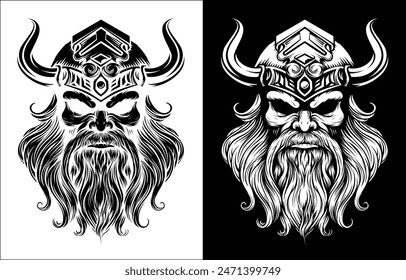 A Viking warrior or barbarian gladiator man mascot face looking strong wearing a helmet. In a retro vintage woodcut style.