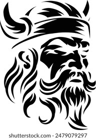 A Viking warrior or barbarian gladiator man mascot face looking strong wearing a helmet. In a retro vintage woodcut style.