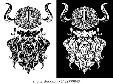 A Viking warrior or barbarian gladiator man mascot face looking strong wearing a helmet. In a retro vintage woodcut style.