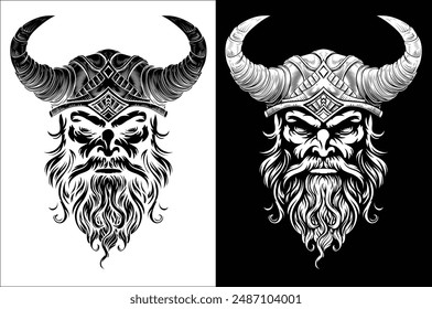 A Viking warrior or barbarian gladiator man mascot face looking strong wearing a helmet. In a retro vintage woodcut style.