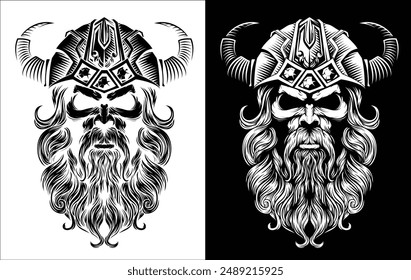 A Viking warrior or barbarian gladiator man mascot face looking strong wearing a helmet. In a retro vintage woodcut style.