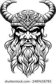 A Viking warrior or barbarian gladiator man mascot face looking strong wearing a helmet. In a retro vintage woodcut style.