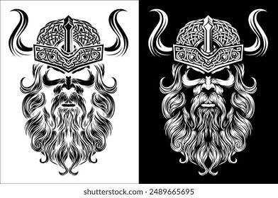 A Viking warrior or barbarian gladiator man mascot face looking strong wearing a helmet. In a retro vintage woodcut style.