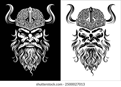 A Viking warrior or barbarian gladiator man mascot face looking strong wearing a helmet. In a retro vintage woodcut style.