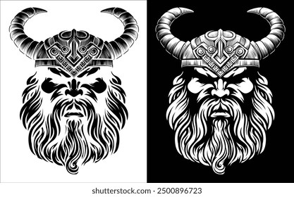 A Viking warrior or barbarian gladiator man mascot face looking strong wearing a helmet. In a retro vintage woodcut style.