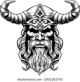 A Viking warrior or barbarian gladiator man mascot face looking strong wearing a helmet. In a retro vintage woodcut style.