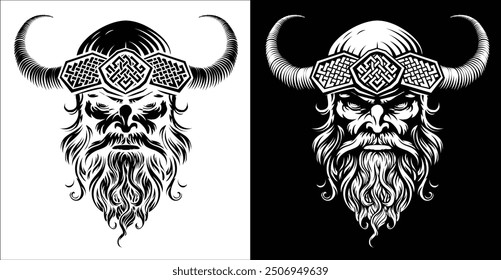 A Viking warrior or barbarian gladiator man mascot face looking strong wearing a helmet. In a retro vintage woodcut style.