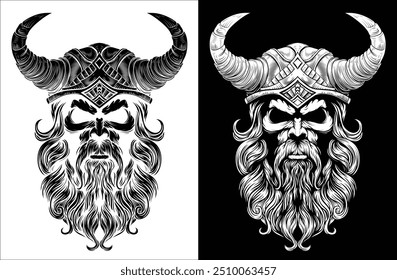 A Viking warrior or barbarian gladiator man mascot face looking strong wearing a helmet. In a retro vintage woodcut style.