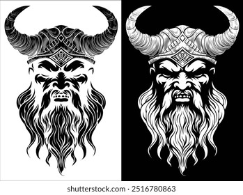 A Viking warrior or barbarian gladiator man mascot face looking strong wearing a helmet. In a retro vintage woodcut style.