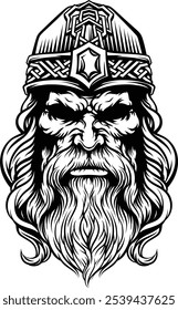 A Viking warrior or barbarian gladiator man mascot face looking strong wearing a helmet. In a retro vintage woodcut style.