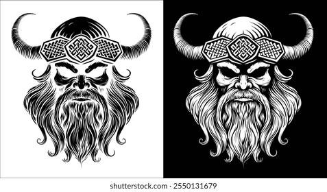 A Viking warrior or barbarian gladiator man mascot face looking strong wearing a helmet. In a retro vintage woodcut style.