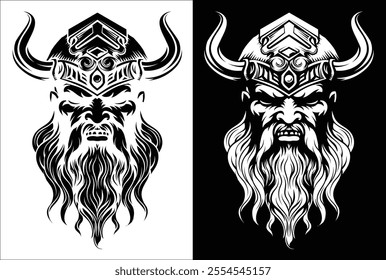 A Viking warrior or barbarian gladiator man mascot face looking strong wearing a helmet. In a retro vintage woodcut style.