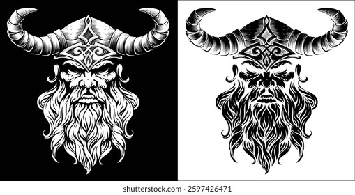 A Viking warrior or barbarian gladiator man mascot face looking strong wearing a helmet. In a retro vintage woodcut style.