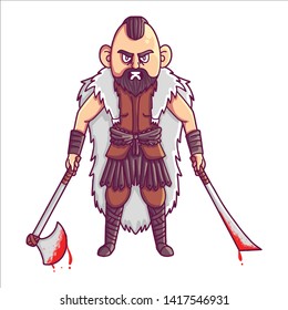 Viking warrior with big swords - Vector