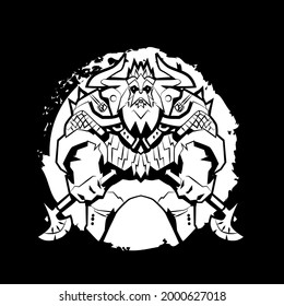 viking warrior. Coloring book antistress for children and adults. Zen-tangle style.Black and white drawing.Hand draw