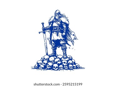 Viking Warrior drawn sketch vector illustration