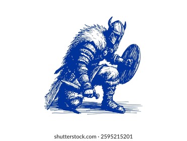 Viking Warrior drawn sketch vector illustration