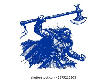 Viking Warrior drawn sketch vector illustration