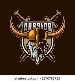 Viking Warrior E-Sport logo Design template Vector Illustration