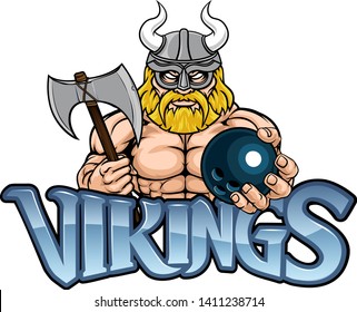 A Viking warrior gladiator bowling sports mascot