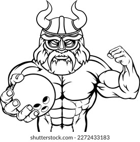 A Viking warrior gladiator bowling sports mascot