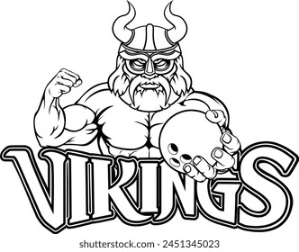 A Viking warrior gladiator bowling sports mascot