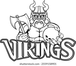 A Viking warrior gladiator bowling sports mascot