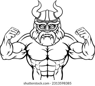 A Viking warrior gladiator cartoon sports mascot