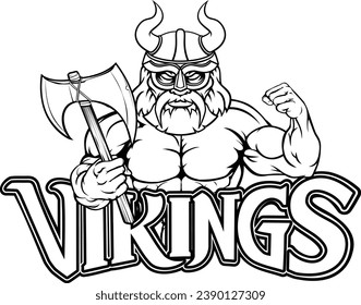 A Viking warrior gladiator cartoon sports mascot